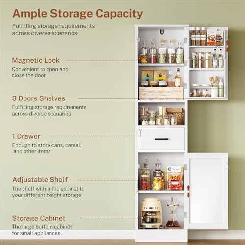 67" H Tall Storage Cabinet with 2 Doors, Narrow Bathroom Storage Cabinet - Image 4