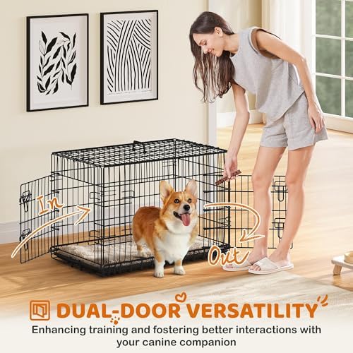 Yaheetech 36in Double Door Metal Dog Crate w/Divider for Puppy Indoor Use - Image 3
