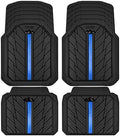 CAR PASS Metal Medium Rubber Floor Mats for Car Heavy Duty Car Mats All Weather, Universal Trim to Fit for Truck SUV Vehicle Automotive Floor Mats, Waterproof Car Mats 4 Piece Black Bule by CARPASS