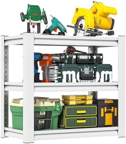 Garage Adjustable Storage Shelves, 3 Tier, Heavy Duty, 31" H*34.5" W*19.5" D, White by VIYET