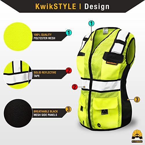 KwikSafety RoadBOSS Econ & Premium Safety Vest for Women Class 2 ANSI OSHA - Image 3