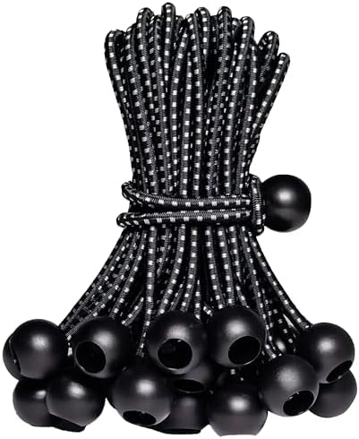 30-Piece Ball Bungee Cords, The Size of Bungee Cords with Balls: 6 ", UV Resistant, Antioxidant, Secure Tie Down. (30, Black&White 6") by Yelier