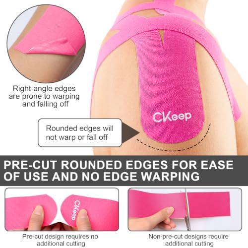 CKeep Kinesiology Tape precut Strips, 40 Count Elastic k Tape, Pink - Image 2