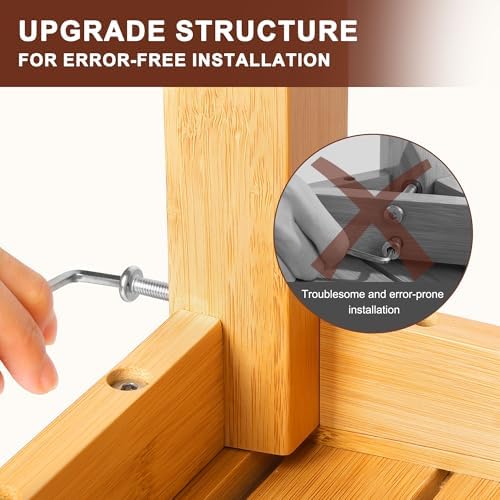 Bamboo Shower Bench Stool with Storage Shelf, Waterproof Shower Chair Spa Bath Seat, Shower Stool for Inside Shower, Bathroom Bench Seat for Adults Elderly Seniors for Indoor or Outdoor Use - Image 4