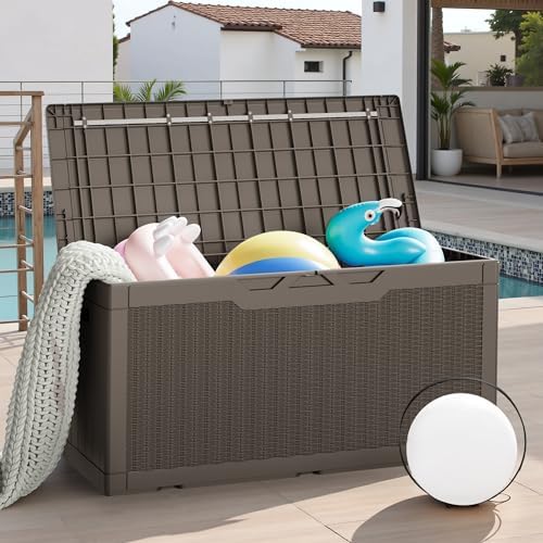 JUMMICO 100 Gallon Resin Deck Box, Waterproof Outdoor Storage Box - Image 7