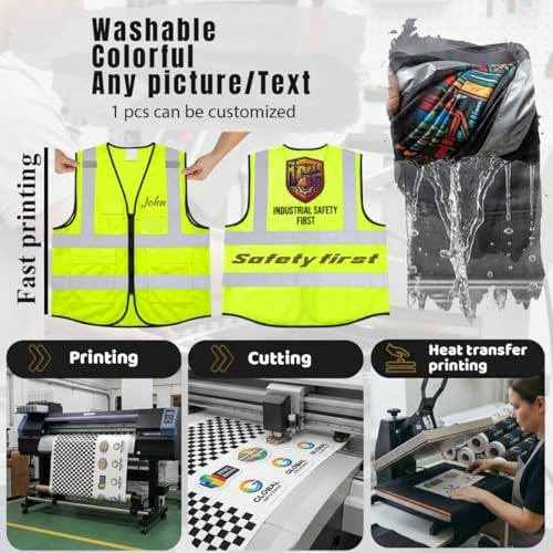 High Visibility Reflective Safety Vest Customize Logo Hi Vis Protective Workwear Outdoor Work Vest (2XL, Yellow orange) - Image 5