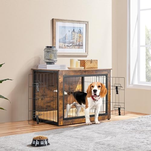 Yaheetech 32in Wooden Dog Crate Furniture w/Cushion for Small/Medium Dogs - Image 2