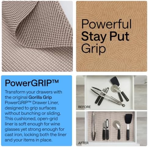 GORILLA GRIP powerGRIP Drawer Shelf and Cabinet Liner, 12"x30', Beige - Image 3
