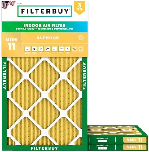 Filterbuy 18x36x1 Air Filter MERV 11 Pet & Allergy Defense (3-Pack) by Filterbuy