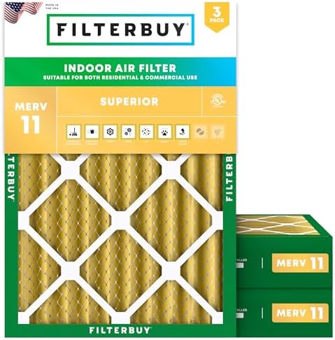 Filterbuy 14x20x4 Air Filter MERV 11 Pet & Allergy Defense (3-Pack) by Filterbuy