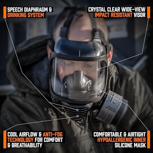 MIRA SAFETY M Certified CBRN Full Face Gas Mask Reusable Respirator Professional Grade (CM-6M Mask WITH Drinking System), 2 Piece Set - Image 5