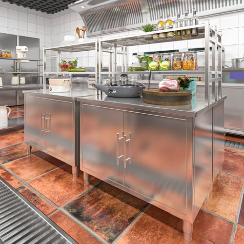 Stainless Steel Table with Cabinet, 40”x20” Kitchen Prep Table - Image 5
