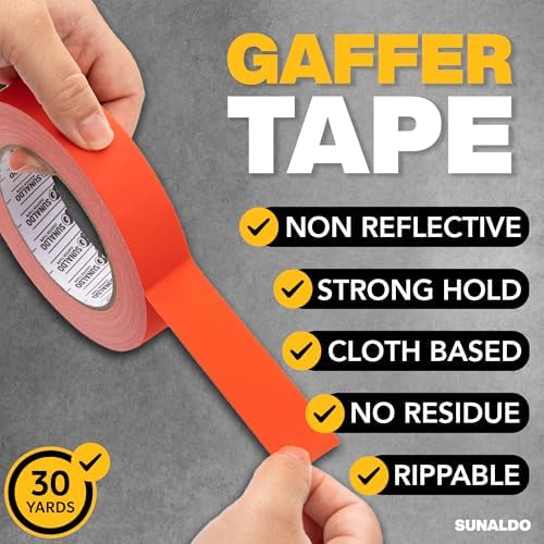 Gaffers Tape (1" x30 Yards) Heavy Duty, Easy Rip, No Residue | Red - Image 3