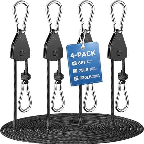 Fondwell Rope Tie Downs Small Ratchet Straps, Adjustable Grow Light Hangers by Fondwell