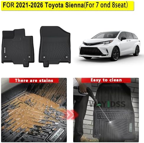 Floor Mats for Toyota Sienna 2026 2025 2024 2023 2022 2021 Fit LE、XLE、XSE、Woodland Edition、Limited、Platinum TPE All Weather Protection Full Coverage Front Liner for Sienna - Image 2