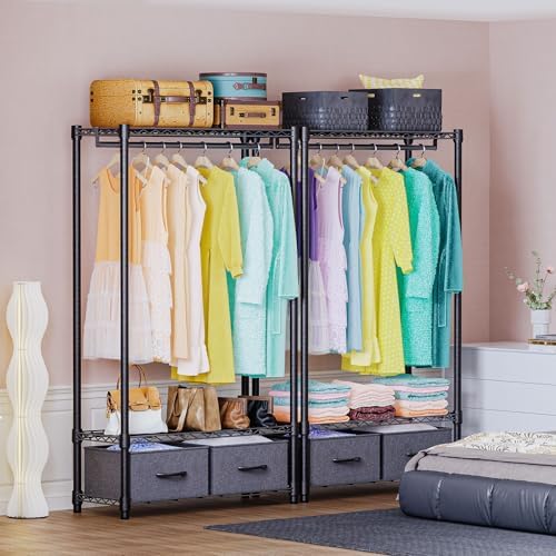 IZEUK Heavy Duty Garment Rack Wire Clothes Rack for Hanging Clothes (Dark Grey, 3 Tier with 2 box, 15.7" D x 35.5" W x 72.4" H) - Image 5