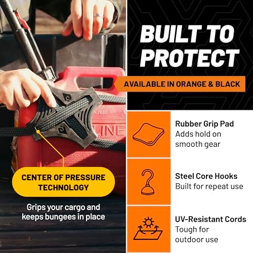 Tack Strap 30 in. Flat Bungee Tie Down Straps, 2-Pack, Orange - Image 5