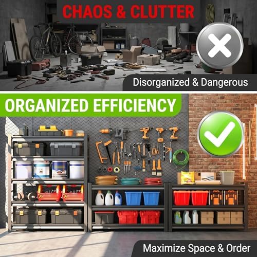 Garage Shelving, 5 Tier Heavy Duty Storage Shelves with Pegboard - Image 6