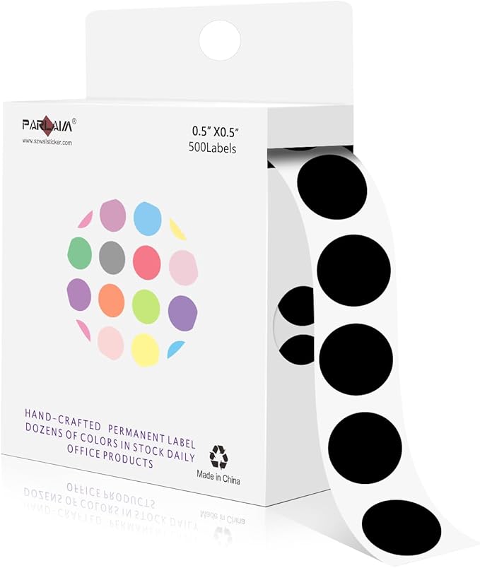 PARLAIM 1/2 Inch Round Adhesive Color-Code Dot Stickers, 500 Stickers Inventory by PARLAIM