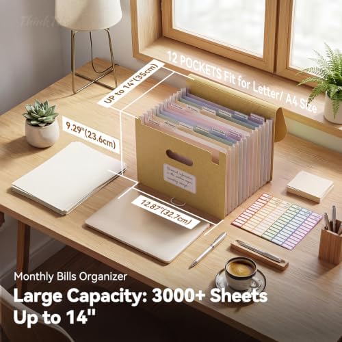 ThinkTex 12-Pocket Accordion File Organizer, Letter & A4 Size, 16 Colors - Image 2