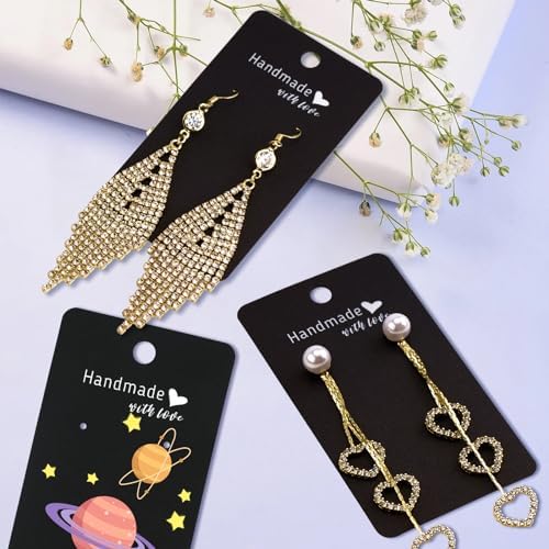 joycraft 100Pcs Earring Display Cards with Bags, 2x3.5 inch Earring Display Holder Cards, Black Handmade with Love Jewelry Tags for Selling, DIY Jewelry Crafts, Retail - Image 6