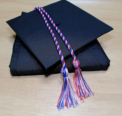 Graduation Honor Cords, 68" Long (Royal Blue/White/Red) - Image 2