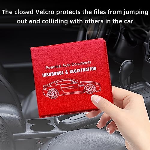 Ziciner Car Registration Insurance Holder, 2Pack Essential Auto Card Document Glove Box Organizer with Touch Fastener, Vehicle Interior Accessories Perfect for Most Car, Truck, SUV (Red/Big Car) - Image 4