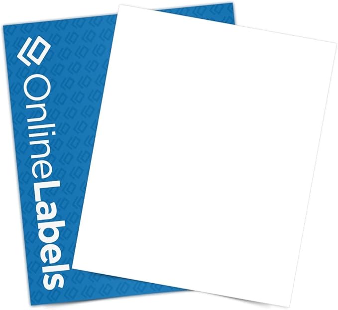 Removable Sticker Paper, 250 Sheets, 8.5 x 11 Full Sheet Label, Inkjet or Laser by OnlineLabels