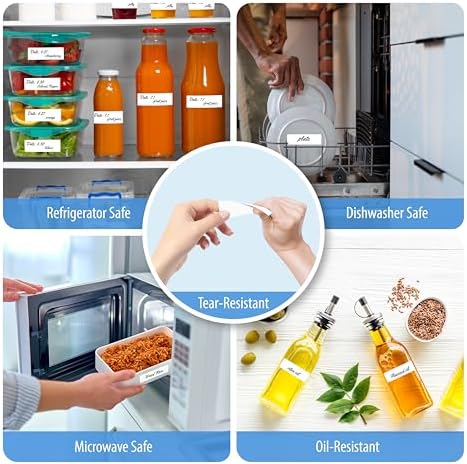 300 Removable Blank Food Labels, Water/Oil/Tear Resistant with Perforation Line for Freezer Food Containers Jars Pantry Organization (Each Measures 1” x 3”) - Image 6