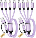4 in 2 Multi Charging Cable with 3 Type-C+ 1IP Ports, Purple USB C Splitter by MPATIBY