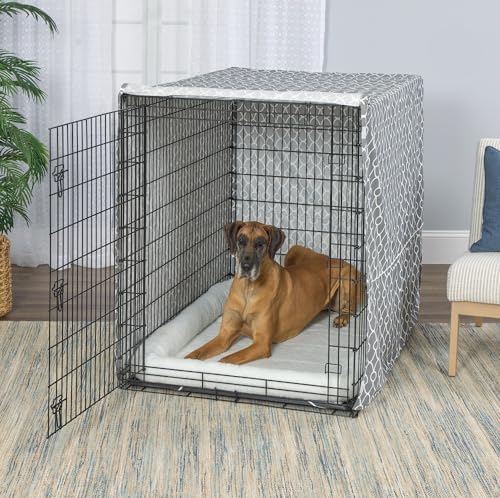 MidWest Homes for Pets Dog Crate Cover, Privacy Dog Crate Cover Fits Midwest Dog Crates, Crate Cover Only; Machine Wash & Dry; Gray Geo Print; 54 inch - Image 3