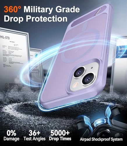 Temdan Magnetic Compatible with iPhone 14 Case/iPhone 13 Case,[Built-in Invisible Kickstand][Compatible with MagSafe][Military Grade Shockproof] Slim Translucent Matte Phone Case for iPhone 14/13 6.1" - Image 4