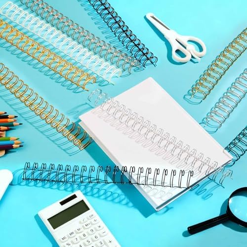 MorningRo 50 Pcs 1 Inch Metal Double Loop Cinch Binding Wires Bulk Double Spiral Binding Ring Coil Twin Spines Combs 2: 1 Pitch Cinch Machine Wire for Document Notebook File Making, 5 Colors - Image 5