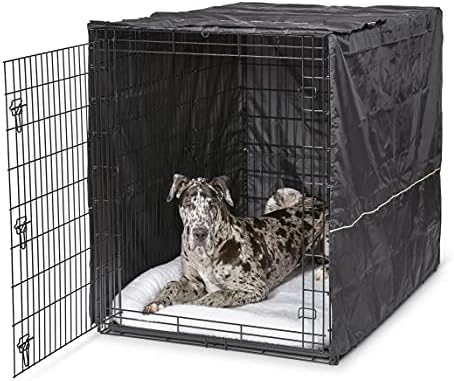 MidWest Homes for Pets XXL Dog Crate Cover, Black Polyester Privacy Kennel Cover Fits Most Giant 54-Inch Crates, Machine Washable, Reduces Barking & Chewing by MidWestHomesForPets