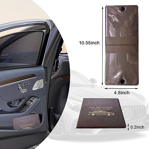 Ziciner Car Registration Insurance Holder, 2Pack Essential Auto Card Document Glove Box Organizer with Touch Fastener, Vehicle Interior Accessories Perfect for Most Car, Truck, SUV (Brown/Gold Words) - Image 2