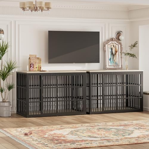 Lyromix 54" Dog Crate Furniture with Foldable Door, Grey - Image 6