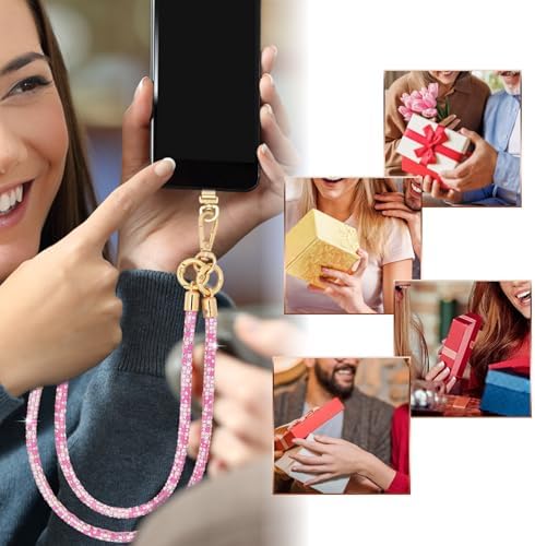 Crystal Phone Strap Crossbody and Wrist Lanyard, Anti Theft Layered & Wrist Strap Cell Phone Neck for Women - Image 7