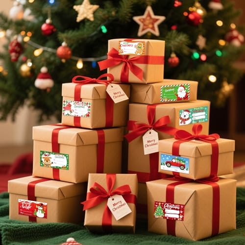 500 PCS Christmas Gift Tags,Christmas Name Tags Stickers Roll, Self-Adhesive Christmas Labels for Presents, Gift Bags, Boxes, Xmas Holiday Wrapping Paper Christmas Decorations - Image 3
