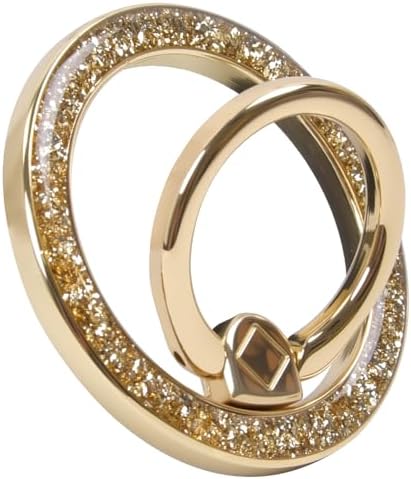 Magnetic Phone Ring for MagSafe Grip [Super Magnet] Gold Twinkle Design Ring Holder Stand, magsafe pop Socket (Gold) by Unknown