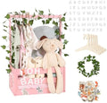 Baby Shower Gifts Basket Wooden Crate, Personalized Wooden Letters and Clothes Hangers New Born Baby Girl Boy Gifts Vine Decorations Cute Closet with Handle Pregnancy Gifts for New Mom Parents Pink by MAMBAKOTR