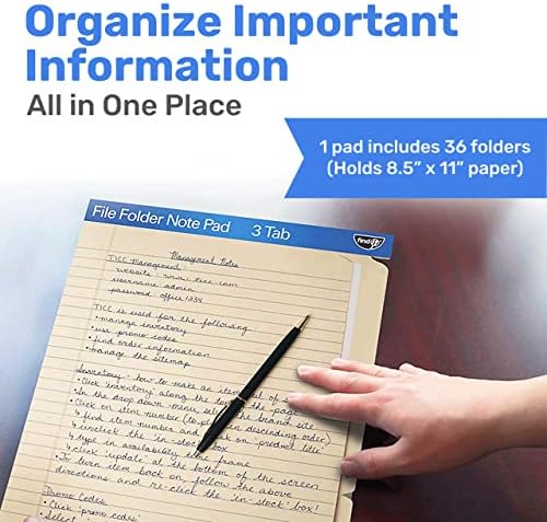 Find It File Folder Notepad, 36-Ct 3rd-Cut Tab Organizer Folders, Cream - Image 2
