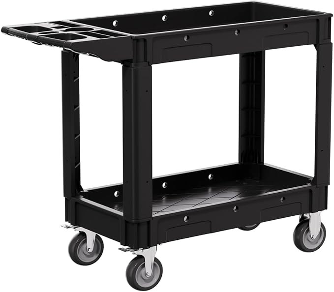 2-Tier Rolling Tool Cart, Heavy-Duty Plastic Service Cart by Unknown