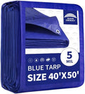 RAINDEWAY LargeTarps 40x50 Feet 5 Mil Blue Waterproof Multipurpose Tarp by RAINDEWAY