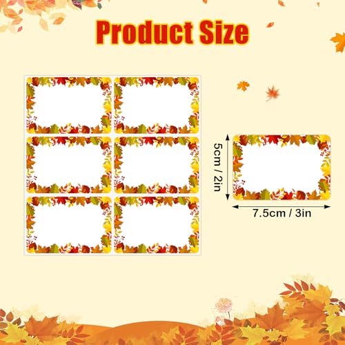 180 PCS Fall Leaves Name Tags Stickers, Thanksgiving Maple Leaves Gift Tags Stickers Name Labels for Gift Organizing Jar Holiday Supplies, 2x3 inch - Image 2