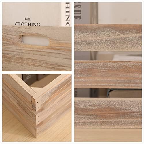 Large Size Wood Crates for Storage, Decorative Vintage Walnut Wooden Boxes for Display, Handmade Solid Wood Set of 3 Rustic Crates (Walnut) - Image 7