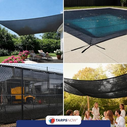 Tarps Now 10' x 30' Heavy Duty Mesh Tarp with 75% Shade and Brass Grommets - Multipurpose Protective Cover Tarpaulin with Air Flow for Tie Downs, Shade, Fences, Canopies, Dump Trucks - Black - Image 4