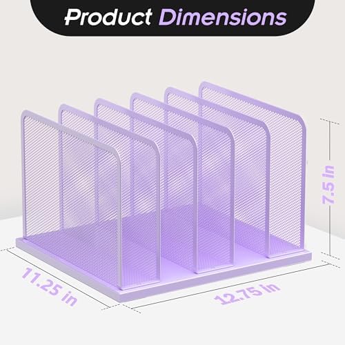 Kuntine.B 5-Section Upright Desk File Organizer Purple 1 Pack - Image 2
