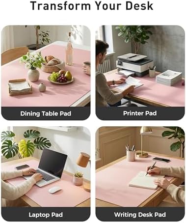 Aothia Faux Leather Desk Mat - Large Mouse Pad, Non-Slip PU Leather Blotter, Waterproof Writing Surface for Office and Home (Fairy Pink, 63" x 17") - Image 6