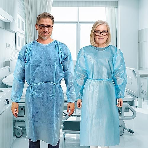 Personal Touch 20 Pack Disposable Isolation Gowns - Blue Level 2 SMS 40gsm Non-Woven Material - PPE Gowns Disposable for Dental, Medical Use, Fluid-Resistant and Latex-Free Gowns, Universal Size - Image 6