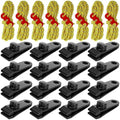 Yulejo 24 Pcs Tarp Clips Heavy Duty and Bungee Cords Tarp Clamps Shark Tent Fasteners Clips Holder for Swimming Pool Cover Awnings Outdoor Camping Caravan Canopies Car (Guyline with Tensioner,Yellow) by Yulejo